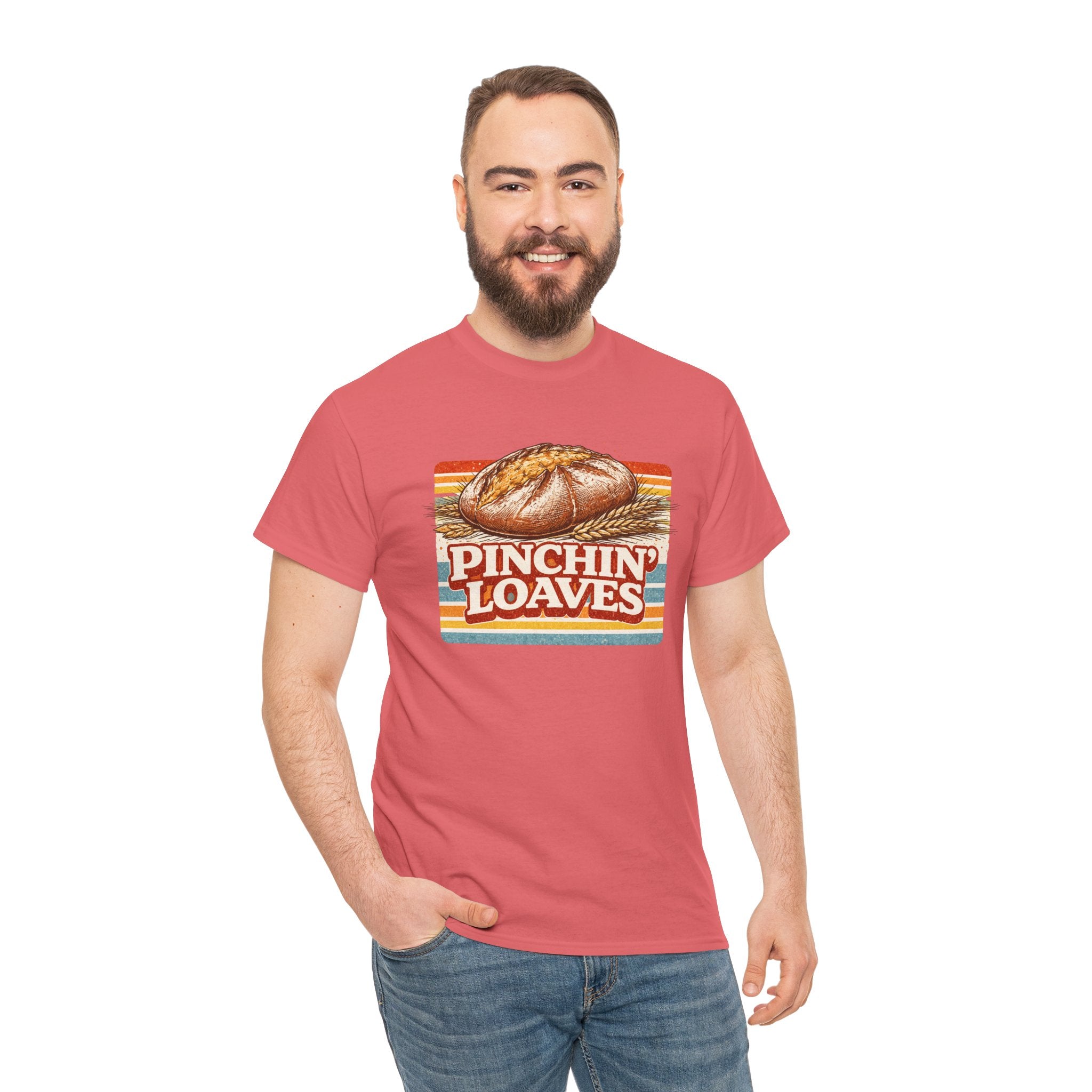 Pinchin’ Loaves Tee — Retro Bread Graphic Shirt (Front Loaf, Back “Stay Leavened”)